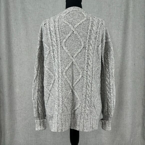 Brown Allan Knit Sweater Grey Wool Cashmere Blend Oversized Cabincore Cozy XS - Picture 3 of 10